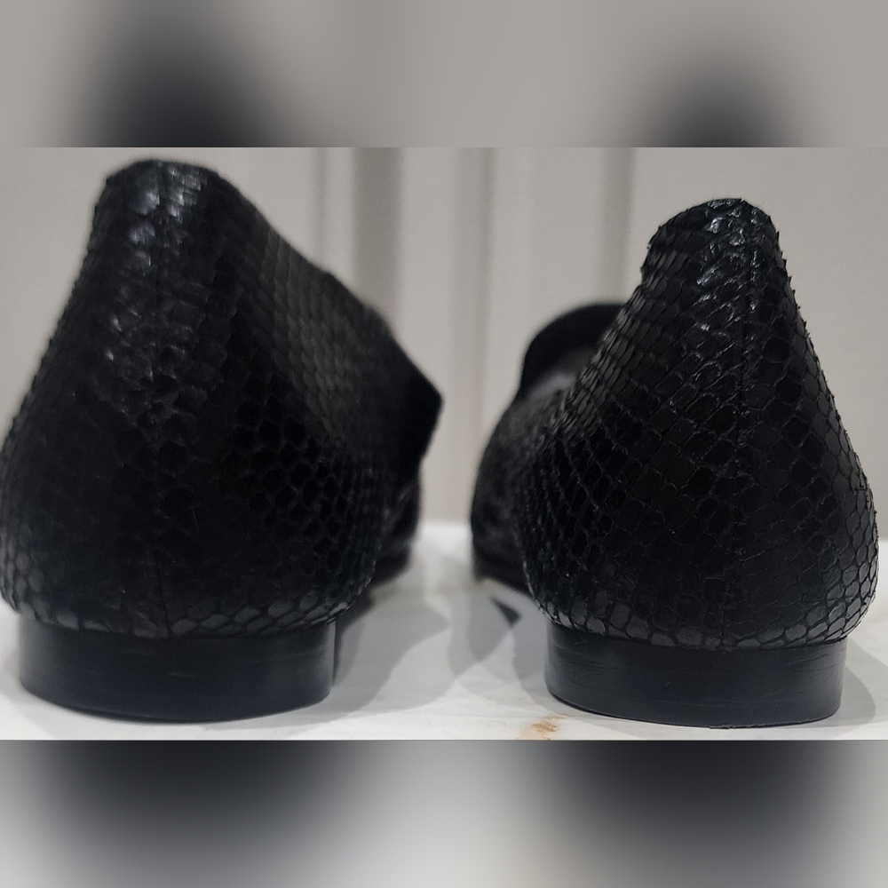 Massimo Dutti Black Leather Reptile Loafers / Flats Size 9 - Picture 3 of 6